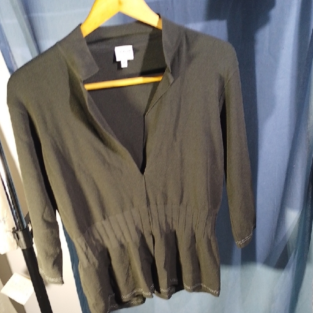 Armani Collezioni Dark Gray Peplum Blouse